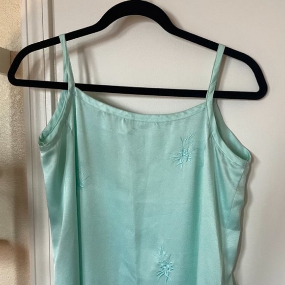 VINTAGE 🐬 gorgeous icy pastel blue / turquoise silky slip dress / chemise - Picture 6 of 7